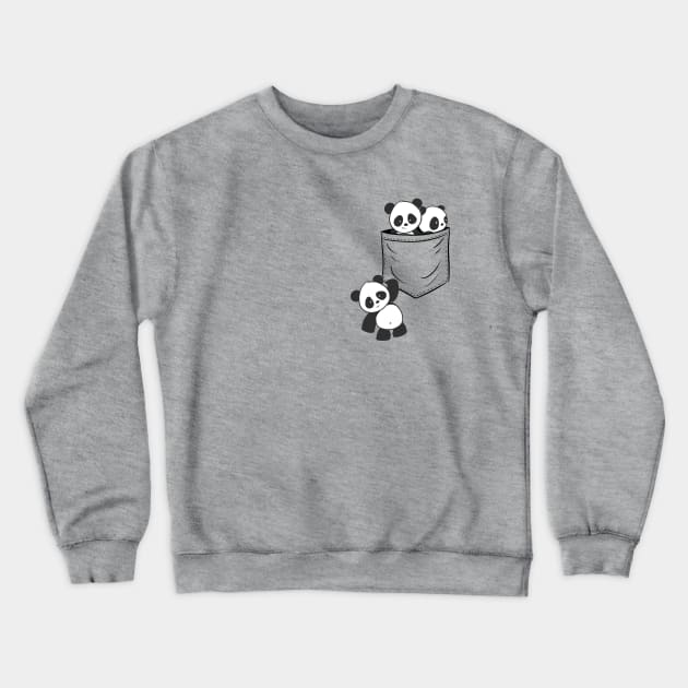 For Panda Lovers Cute Kawaii Baby Pandas In Pocket Crewneck Sweatshirt by SkizzenMonster